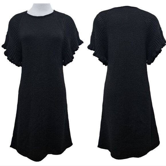 Lutz & Patmos Alpaca Wool Crochet Knit Dress Medium Black - Picture 1 of 17
